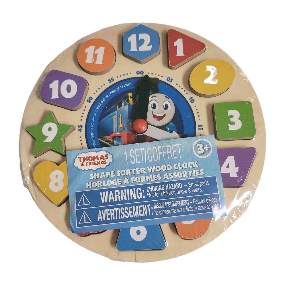 Sealed New Thomas & Friends Shape Sorter, Numbers, Colors and Wooden Clock